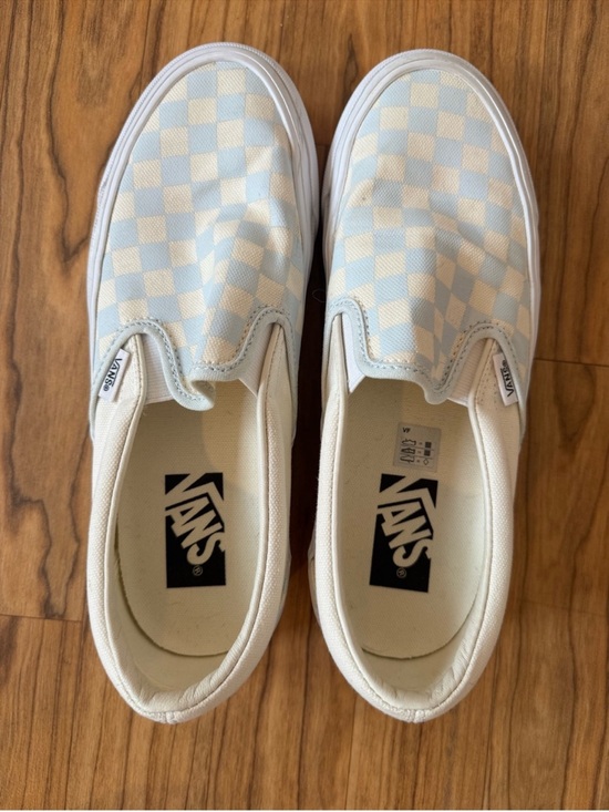 Vans Shoes - Vans Checkerboard Slip-On Sneakers in Light Blue and White
